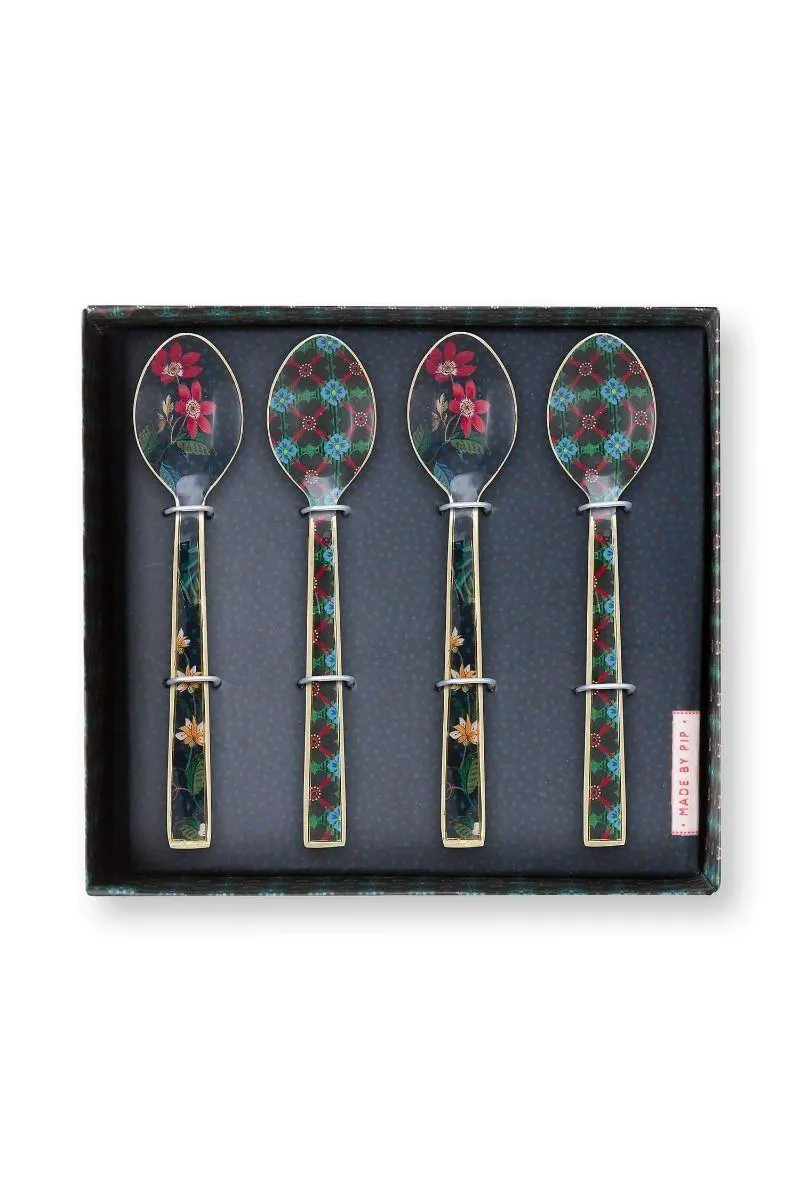 Set/4 Geëmailleerde Lepels Berry Blues