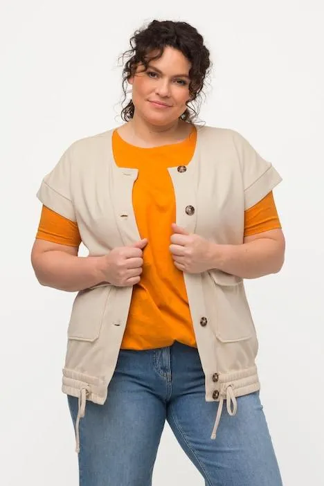 mouwloos sweatjack, utility stijl, ronde hals, mouwloos, biologisch katoen