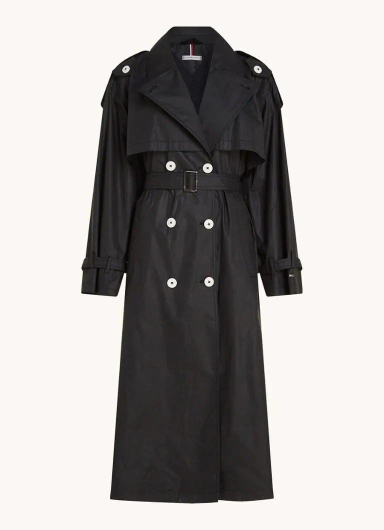 Double-breasted trenchcoat met strikceintuur