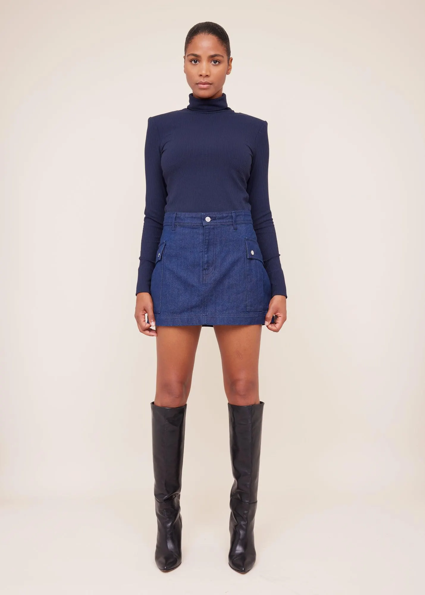 Rib top met lange mouw