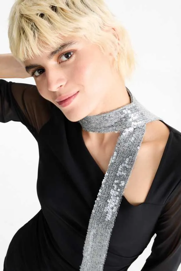 Sjaal met pailletten - glanzend