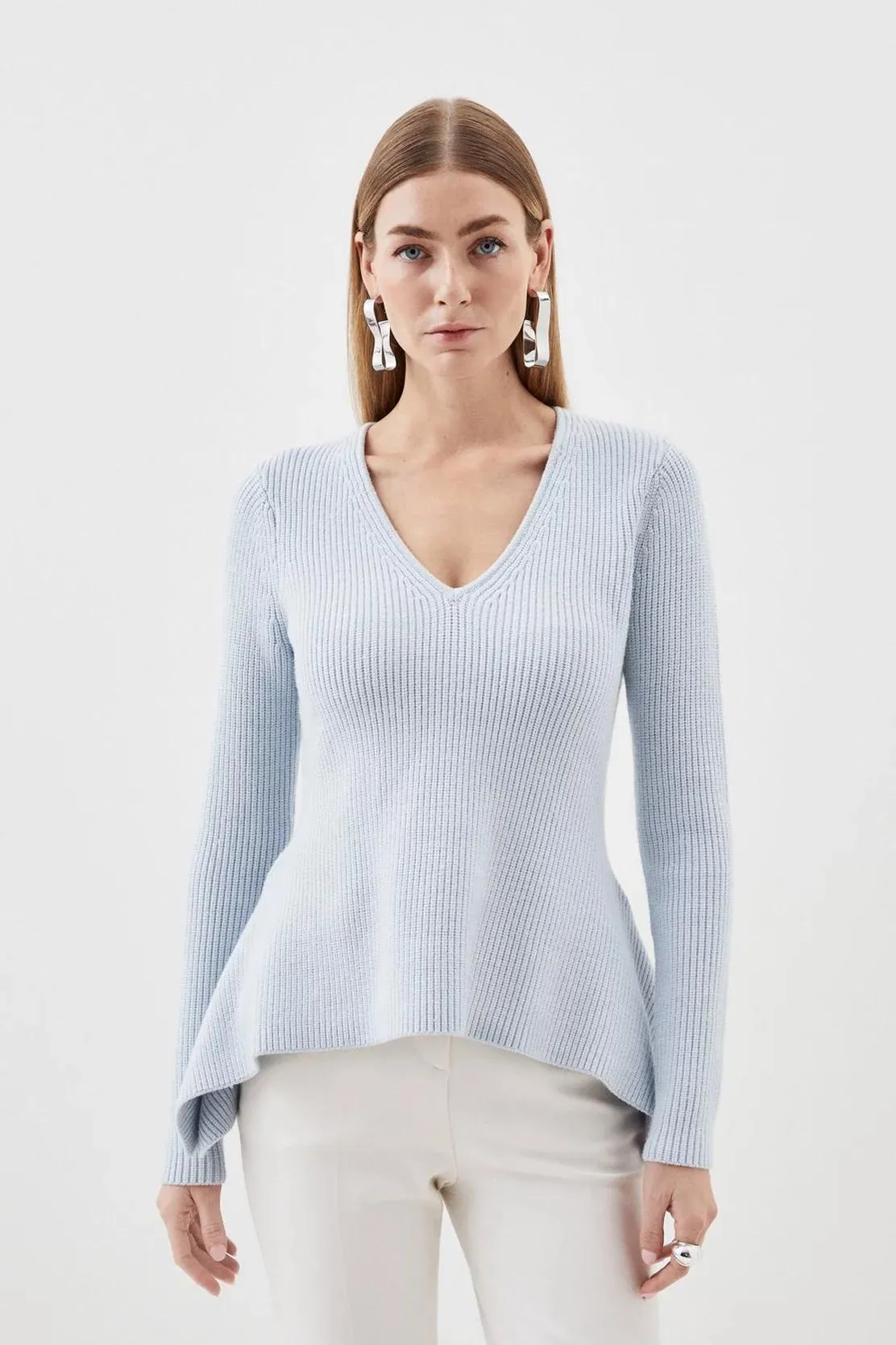 Viscose Blend Dip Hem Knit Jumper
