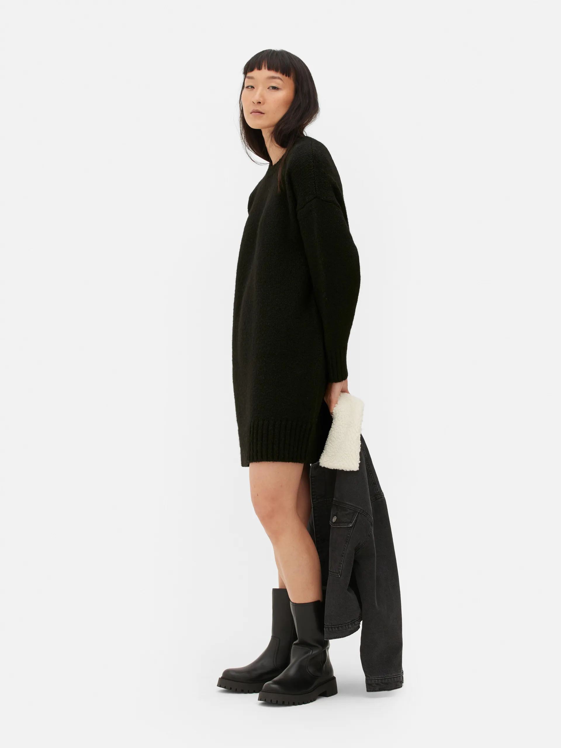 Gebreide jurk met ronde hals