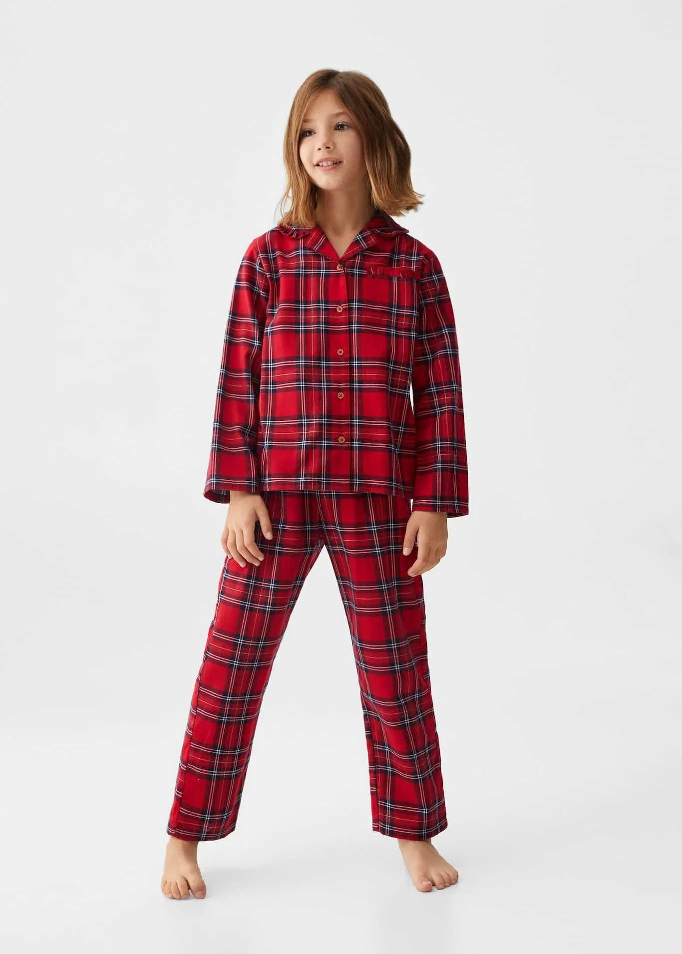 Tweedelige lange geruite pyjama