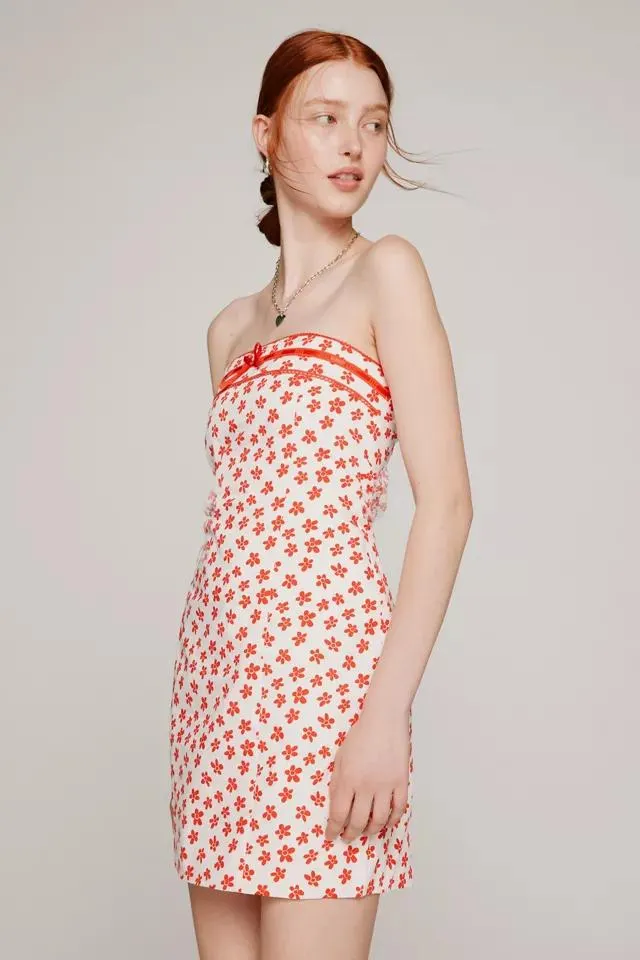 Glamorous Floral Strapless Mini Dress