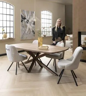 eetkamerstoel - draaibaar - 4-poot - incl. pocketvering - stof Pala - lever