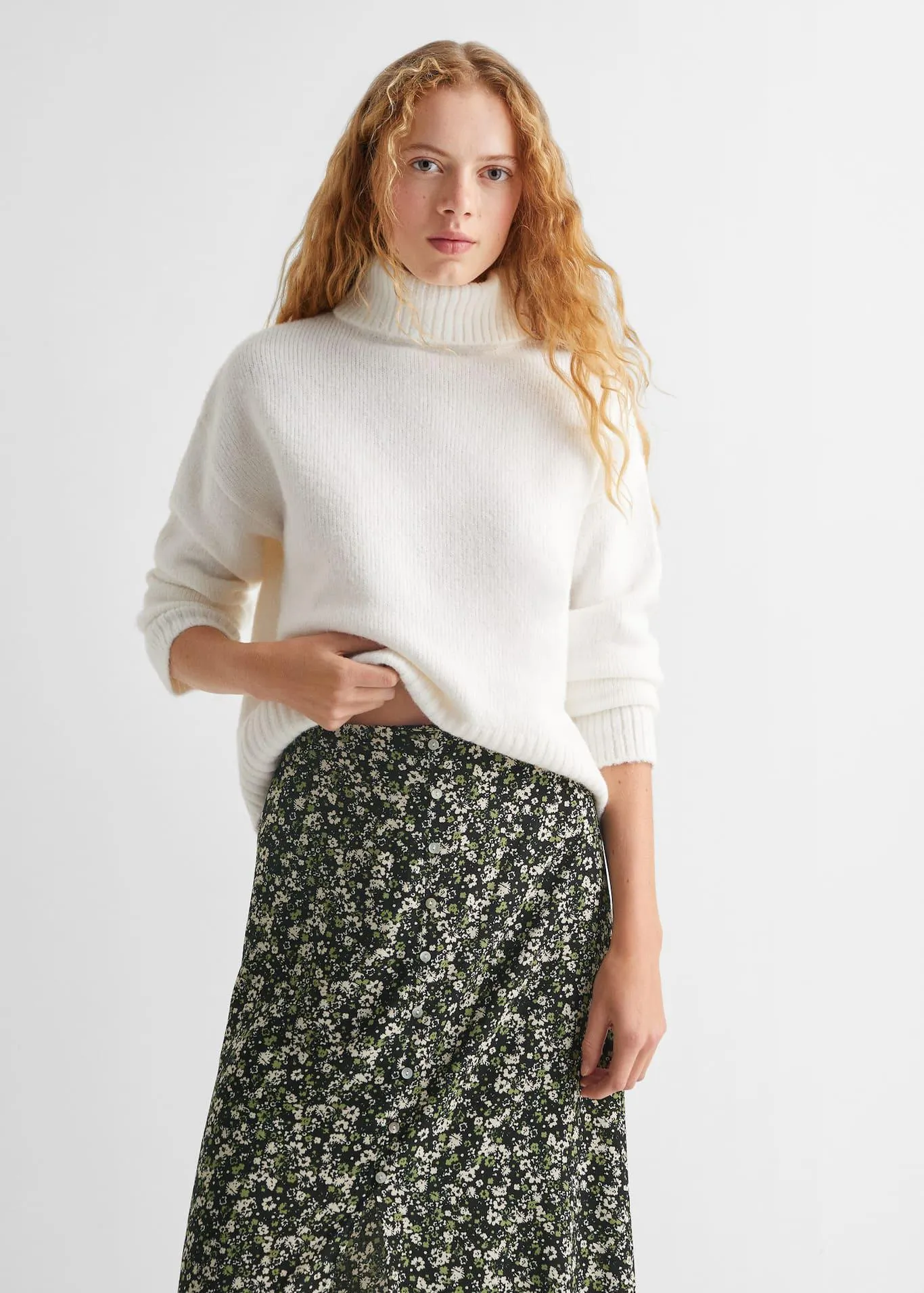 Bedrukte lange rok met split