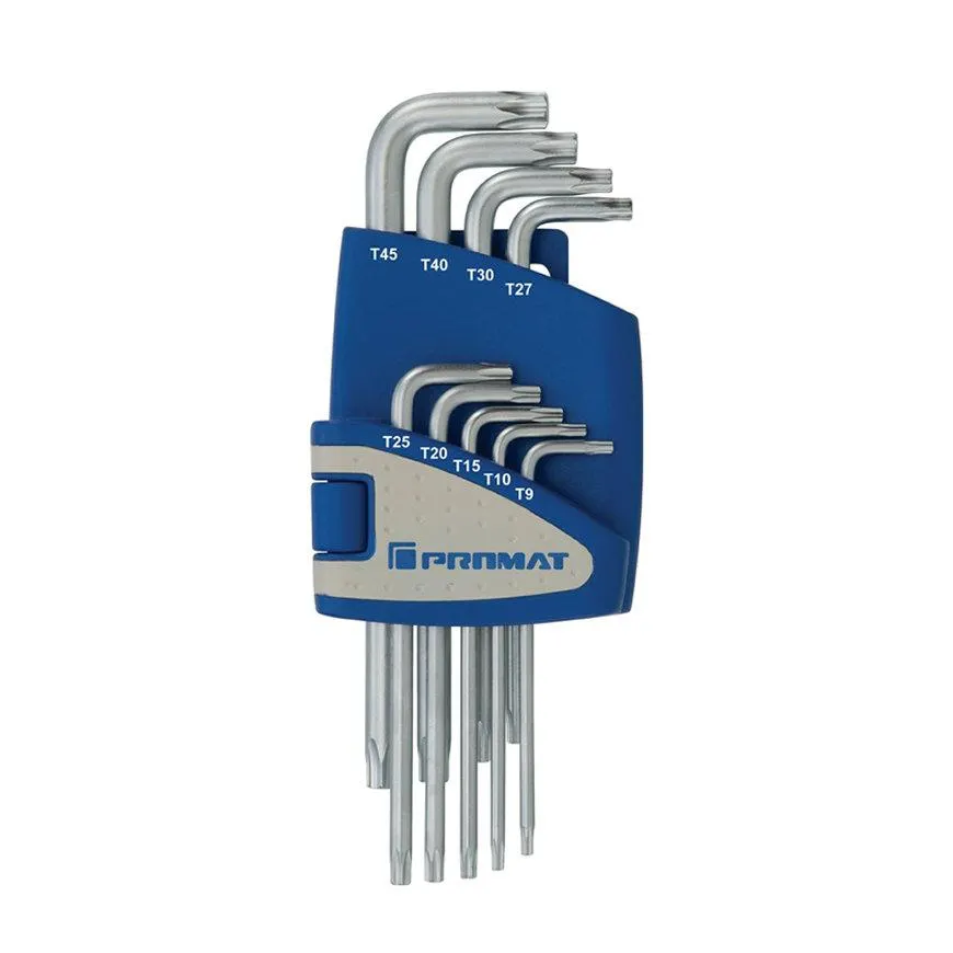 Promat inbussleutelset, 9-delig, kunststof houder, Torx T9-T45