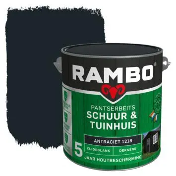 Rambo Pantserbeits Schuur & Tuinhuis zijdeglans antraciet dekkend 2,5 l
