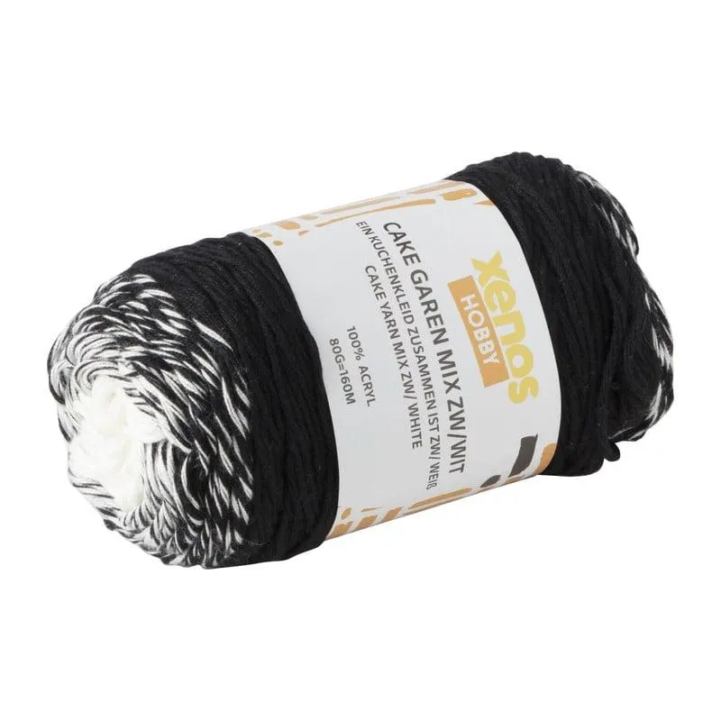 Cake garen mix - zwart/wit - 80 gram - 160 meter