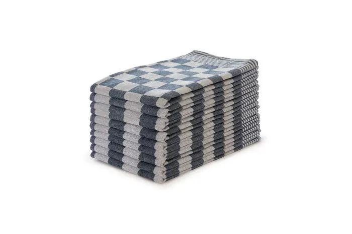 Eleganzzz Theedoekenset Blok 65x65cm - blauw - set van 10