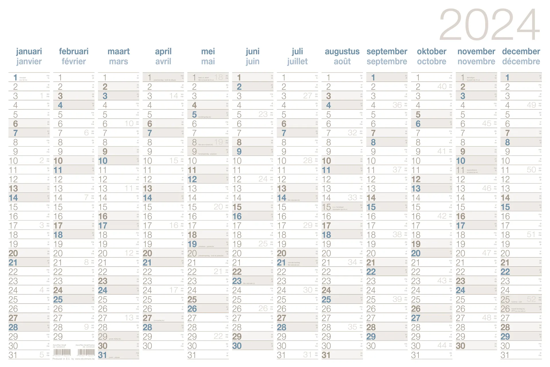 Staples Annoplan Jaarplanner 400 x 600 mm