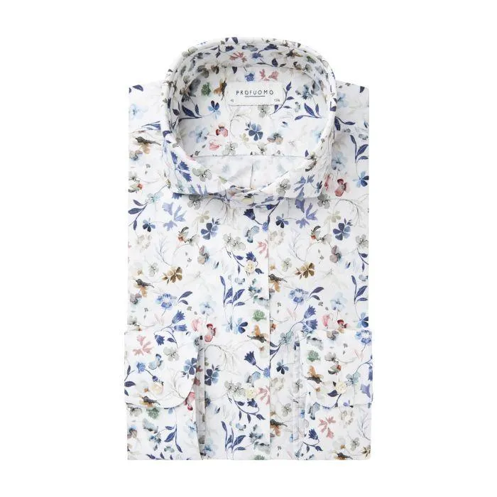 Slim Fit Cutaway Overhemd Bloemenprint