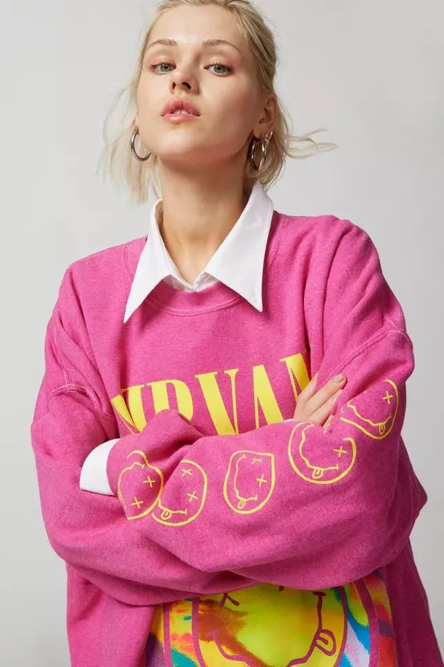 Nirvana Smile Overdyed Crew Neck Sweatshirt
