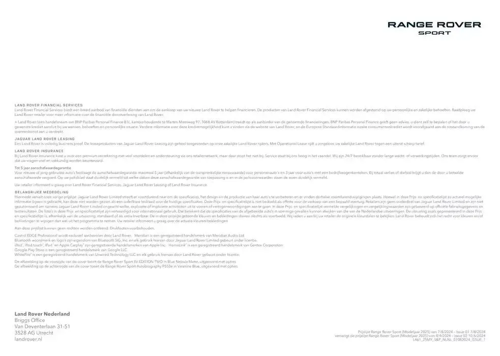 Range Rover Sport van 20 november tot 30 juni 2025 - Folder pagina 20