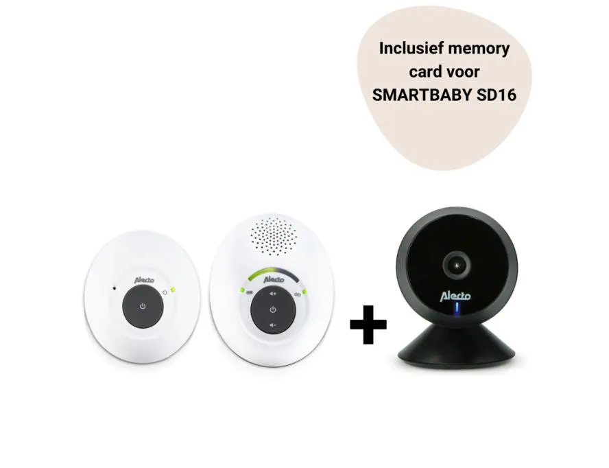 Set | Babyfoon Alecto DBX-115 Eco DECT + Wifi Babyfoon Alecto SMARTBABY5 Black incl. Memory Card