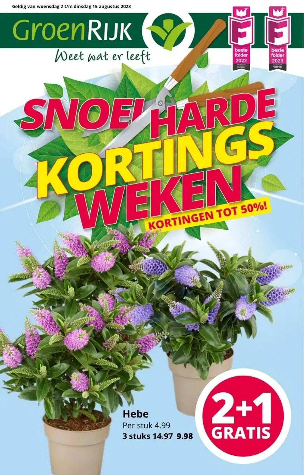 GroenRijk folder van 6 augustus tot 15 augustus 2023 - Folder pagina 1