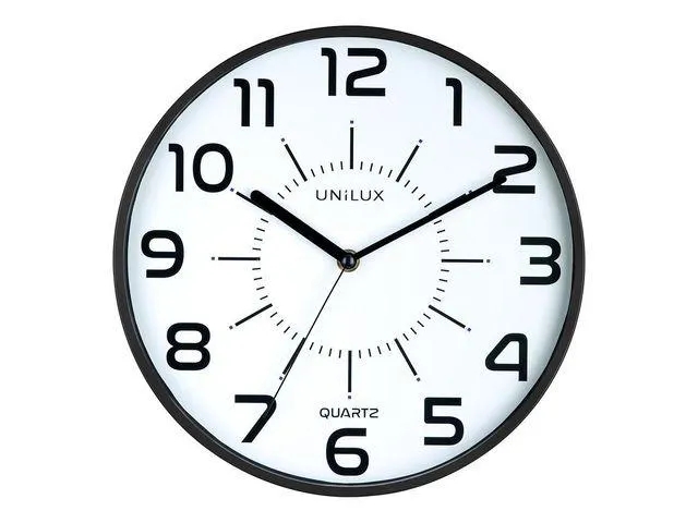 Unilux Pop Wandklok, diameter 28 cm, Plastic, Zwart