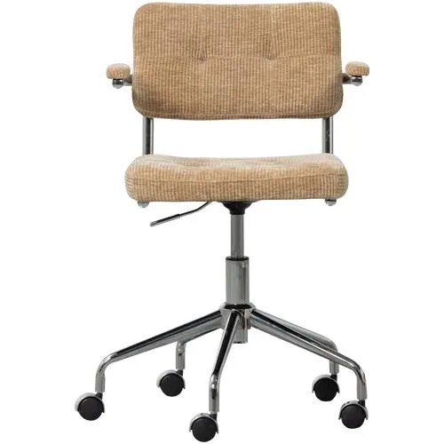 WOOOD bureaustoel Kova - Geweven Ribstof - Donkerzand - 87x54x80