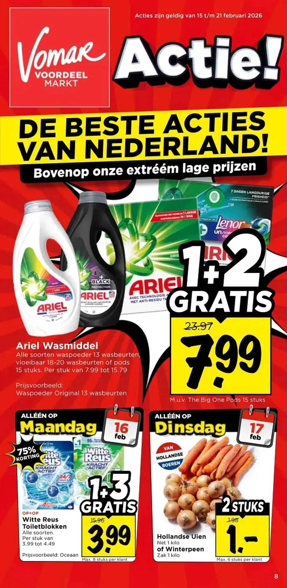Vomar Voordeelmarkt folder van 15 februari tot 21 februari 2026 - Folder pagina 1