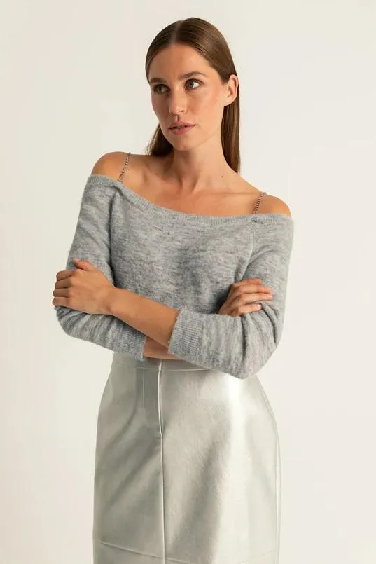 Trui met strass-bandjes