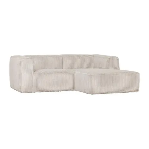 WOOOD chaise longue bank rechts Bean - Ribstof - Naturel - 73x254x178