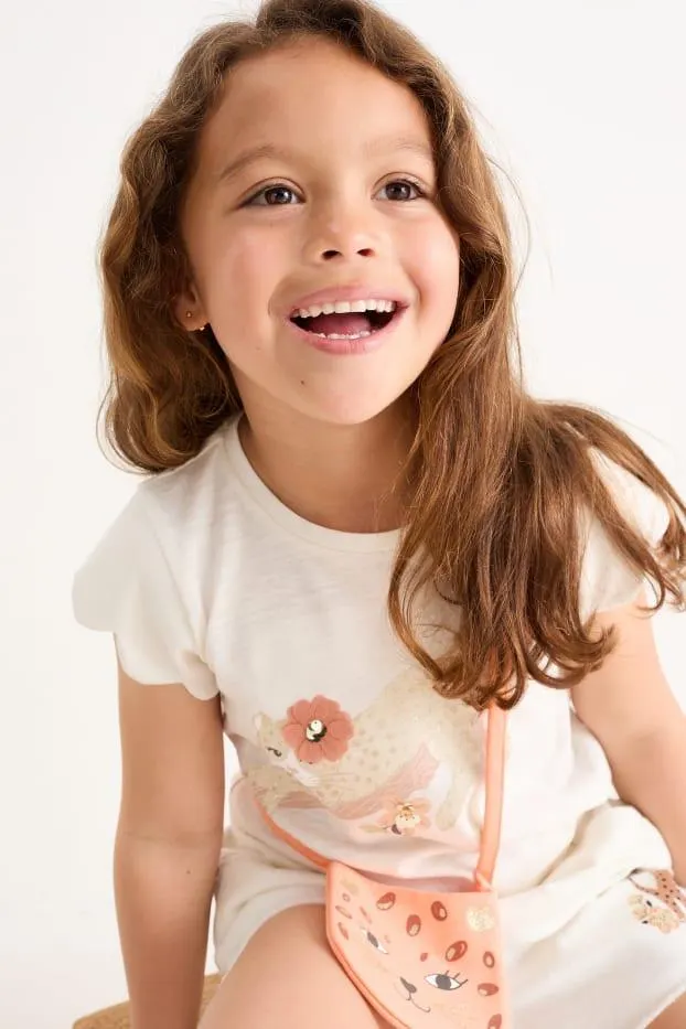 Leopard - set - short sleeve T-shirt and bag - 2 piece