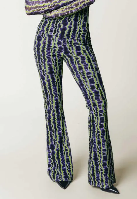Tie Dye Stripes Mesh Flare Broek