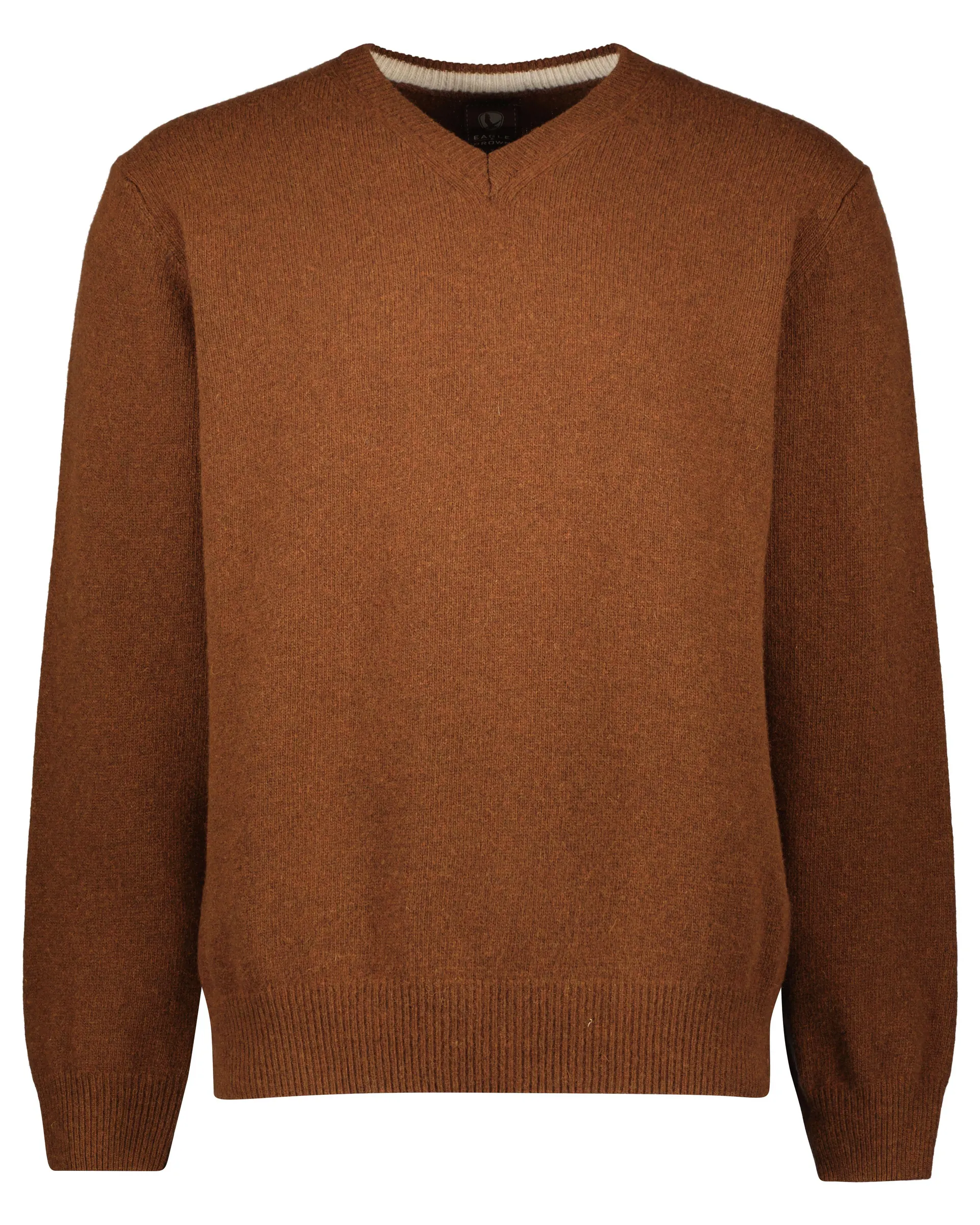 Lamswollen Trui met V-hals Bruin