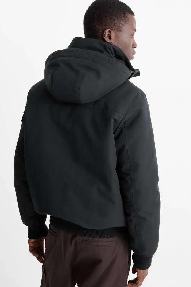 Bomber jacket with hood - water-repellent