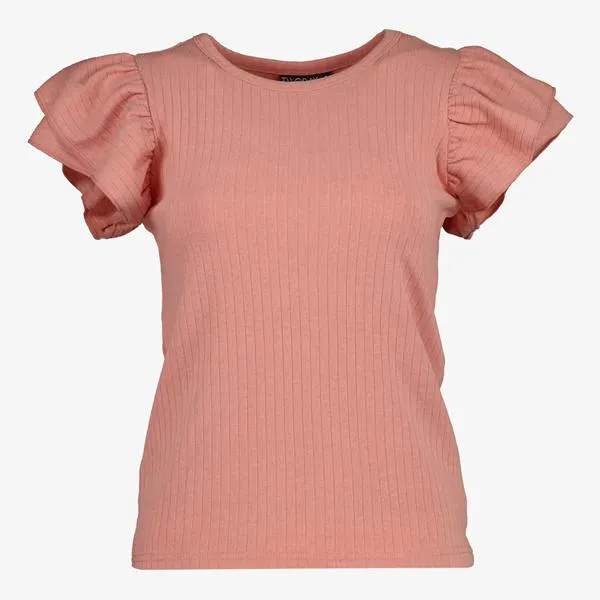 TwoDay top met ruches zalmroze