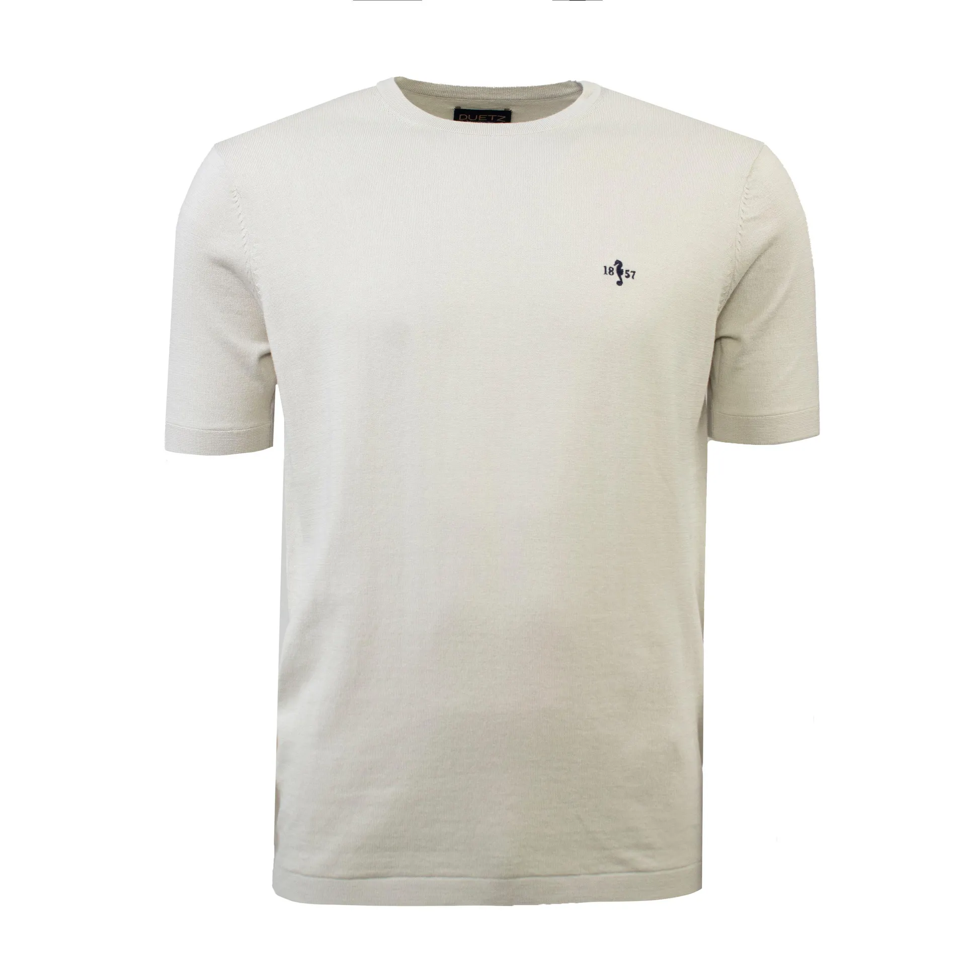 Gebreid Katoenen T-shirt Beige