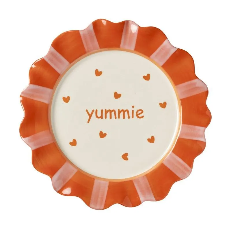 Gebaksbordje yummie - roze/rood - ø18x2 cm