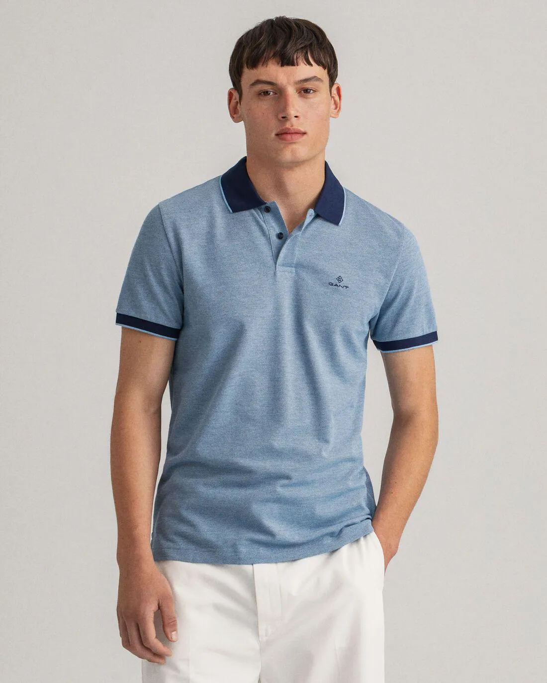 Oxford Piqué Polo Silver Lake Blue