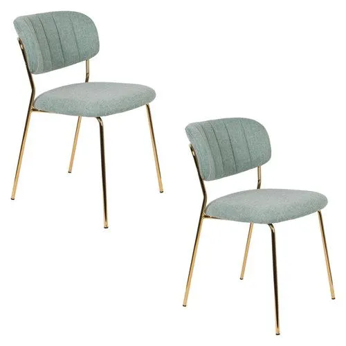 Housecraft Living Jolien Eetkamerstoelen Goud/ Lichtgroen - Set van 2