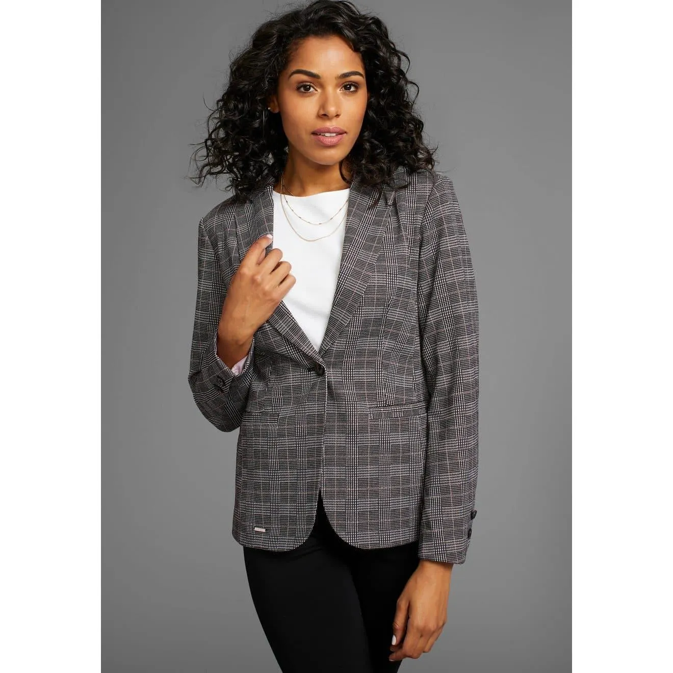Laura Scott Korte blazer in trendy ruitjeslook