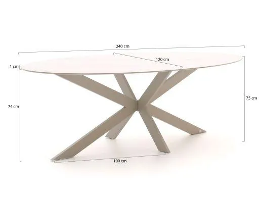 Bellagio Valsecca/Furato ellips 240cm dining tuinset 7-delig