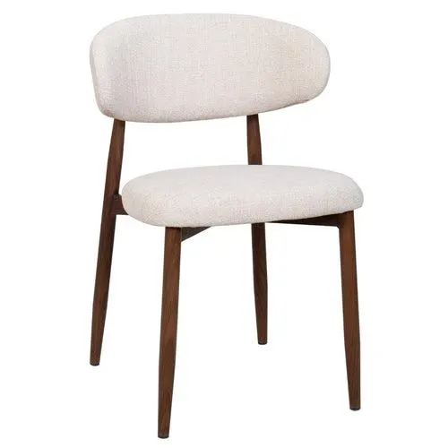 Giga Meubel Eetkamerstoel Alexia - Stof/Metaal - Beige - Set van 2