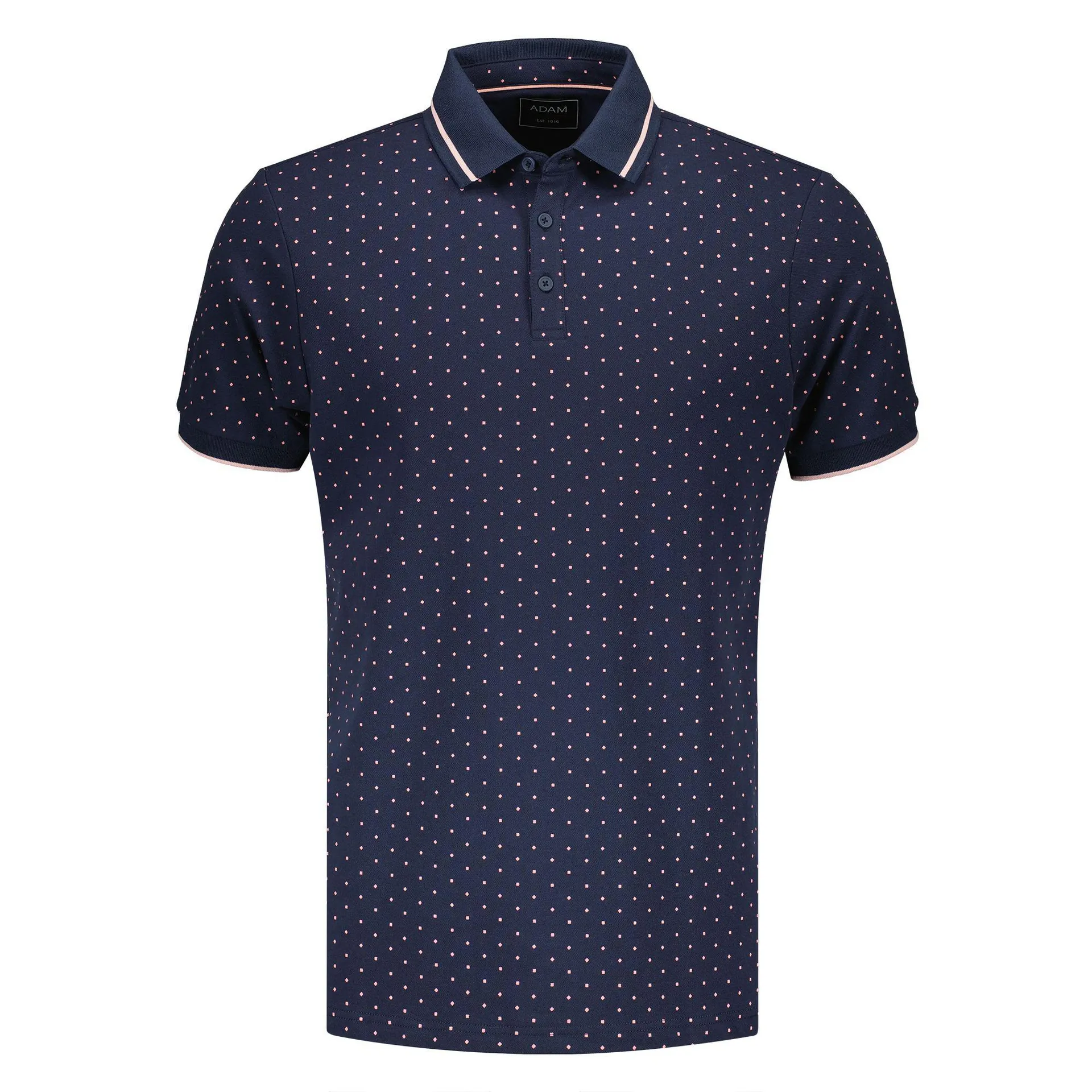 Katoen Stretch Polo met Printje Navy