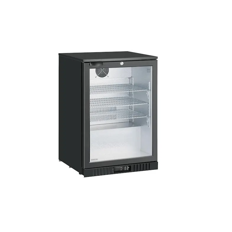 METRO Professional Drankenkoelkast GBC3001, kunststof/metaal/glas, 60x53x86.5 cm, 127 L, statische ventilatorkoeling, met slot, zwart
