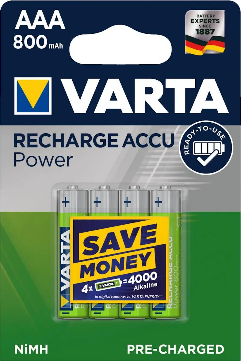 Varta oplaadbare batterij Accu Power AAA, blister van 4 stuks