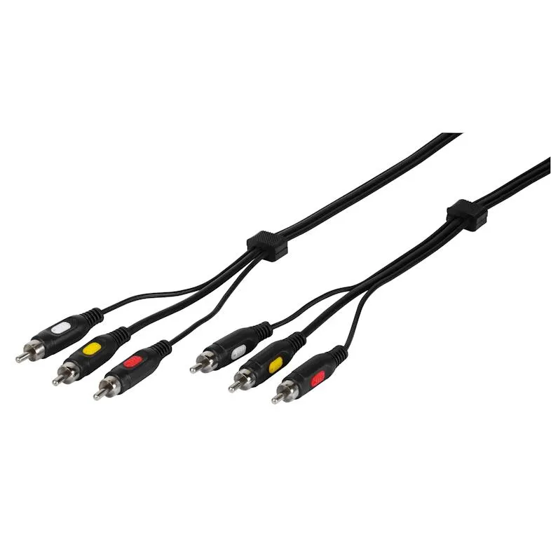 Video-aansluiting 3 x XRCA male connectors naar 3 x XRCA male connectors, 2 meter