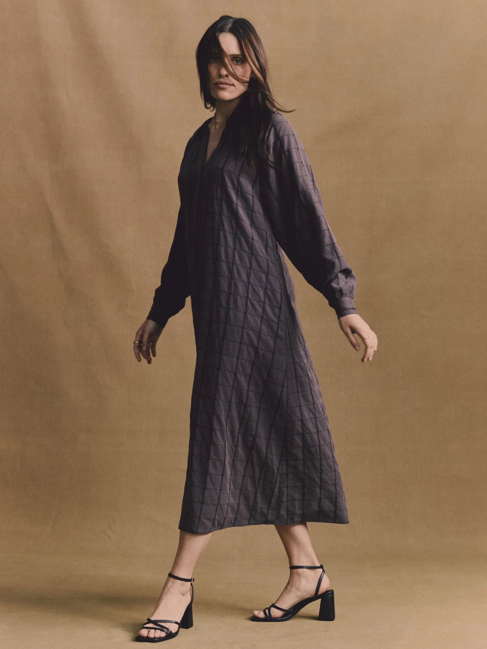 Strapless maxi-jurk met smokwerk