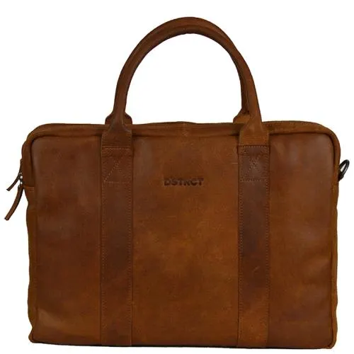 DSTRCT laptoptas / Aktetas / Werktas 15.6 Inch Leer Main Street Cognac