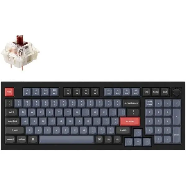 (Zwart, US lay-out, Gateron G Pro Brown, 96%, RGB leds, Double-shot PBT, hot swap, Knob)