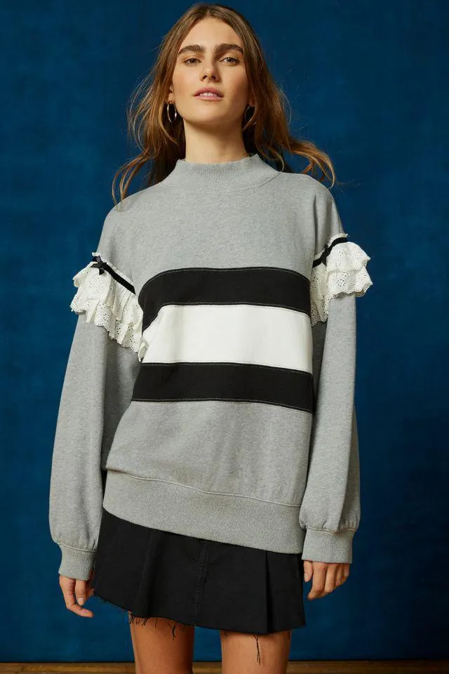 BDG Emory Ruffle Pullover Sweatshirt