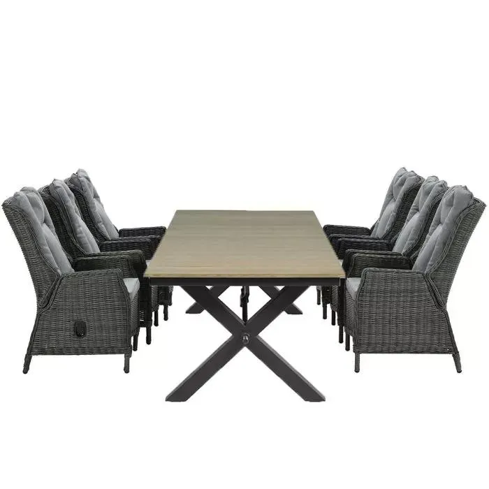 Marbella tuinset 7-delig donker grijs - Stone tuintafel 240x100 cm