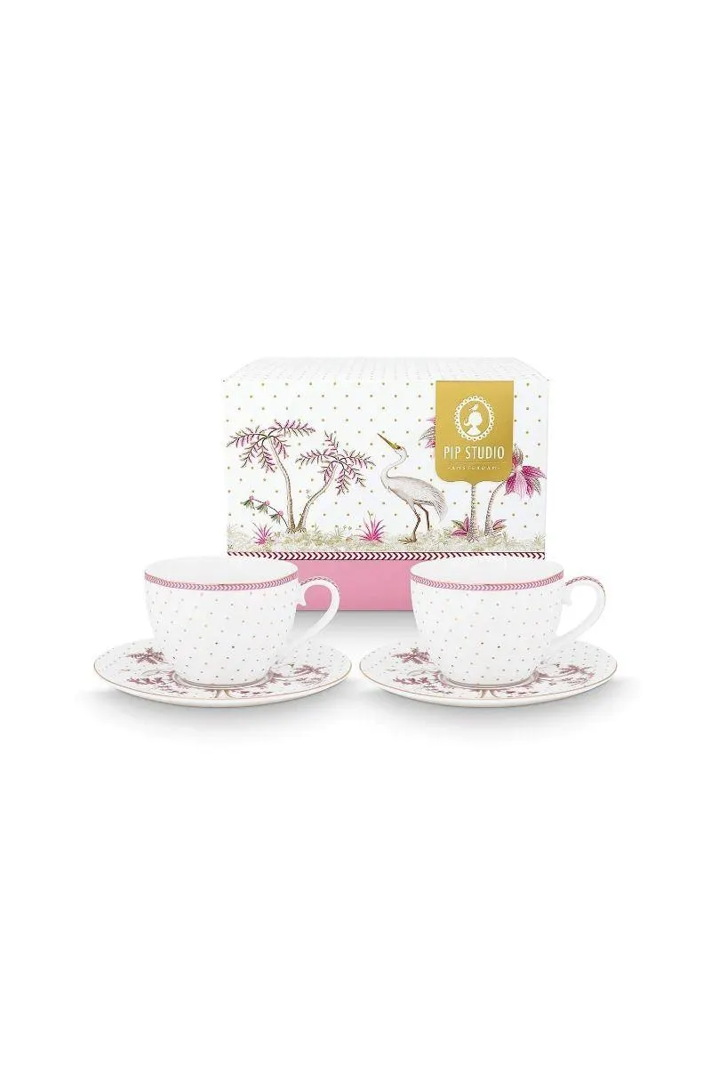 Set/2 Koppen & Schotels Jolie Stippen Goud Roze