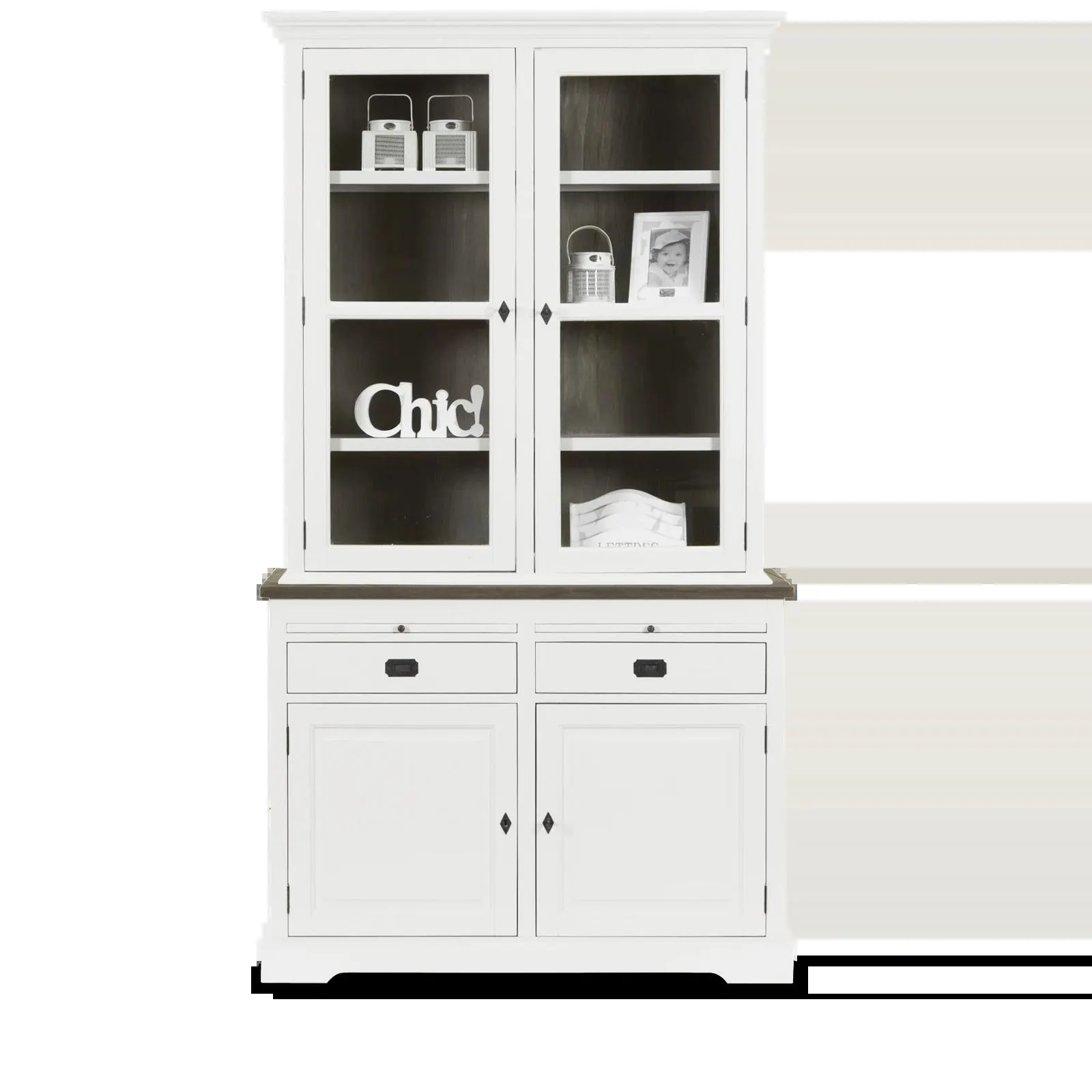 Vitrinekast (2 deuren) Lakewood - Clear/Mindi Donkerbruin