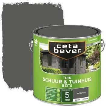 Cetabever tuinbeits schuur & tuinhuis dekkend antraciet zijdeglans 2,5 l